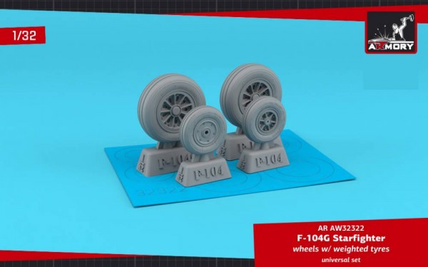 AR AW32322   F-104G Starfighter wheels, w/ optional nose wheels, weighted - RETOOLED SET (1/32) (thumb81000)